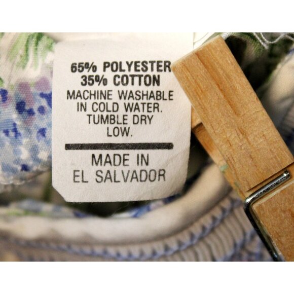 Vtg 90s Tabony Collection Smocked Dress 2T Blue Cabbage Roses Lace Spring Garden - Picture 9 of 9